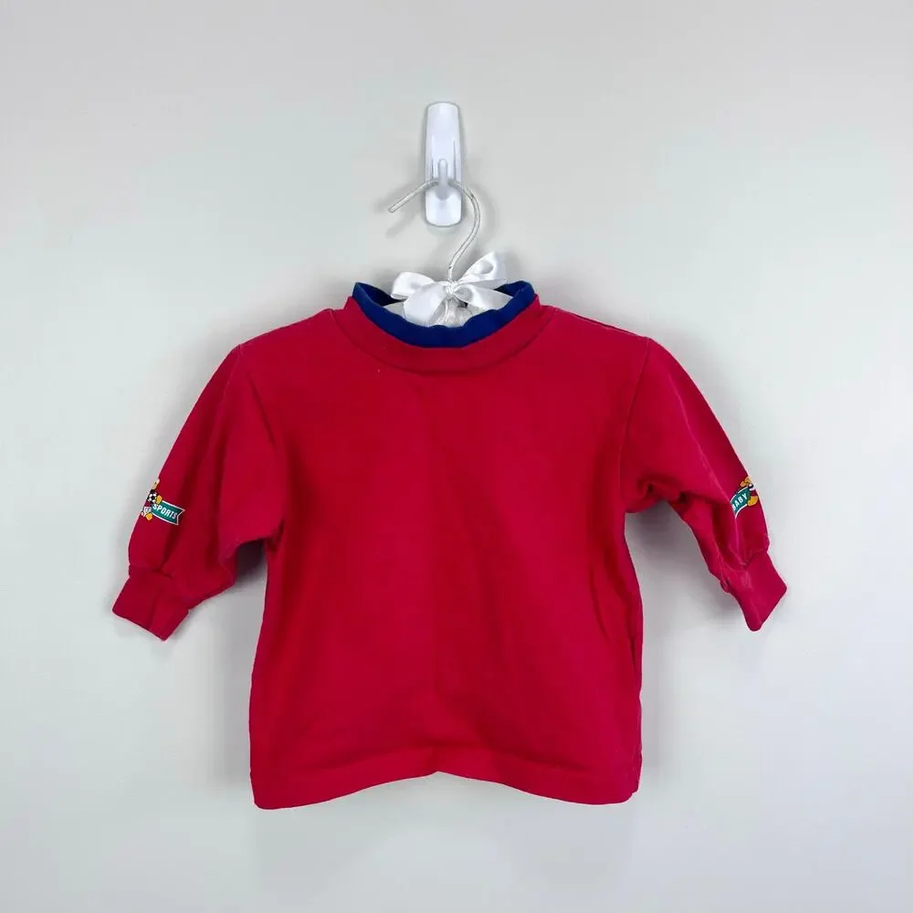Vintage OshKosh B'gosh Team Sports Bear Long Sleeve Red T-Shirt 6-9 Months USA